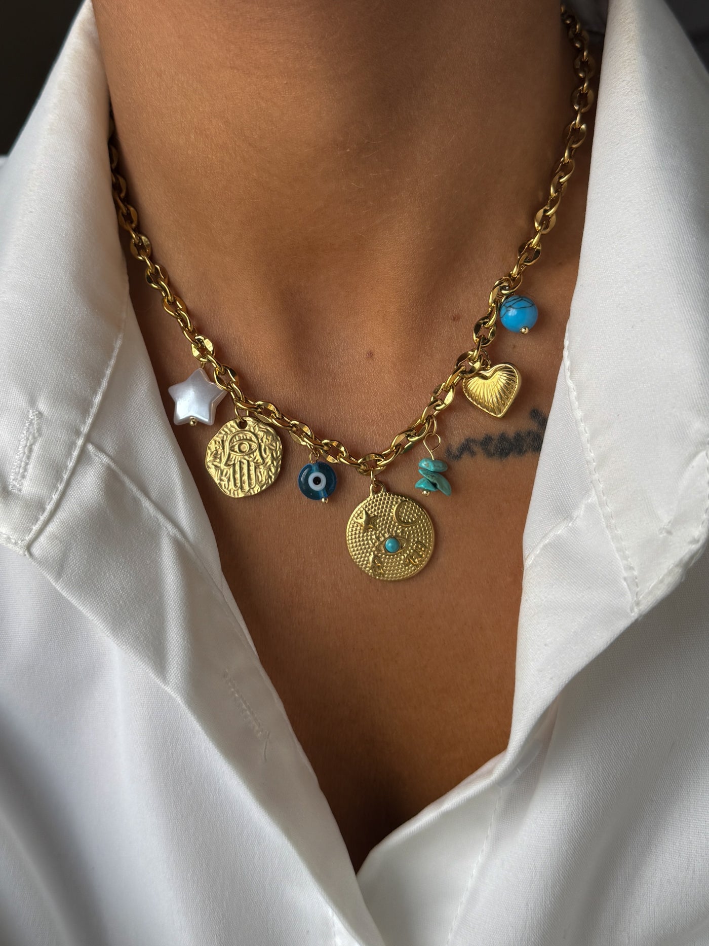 EVIL EYE CHARM NECKLACE