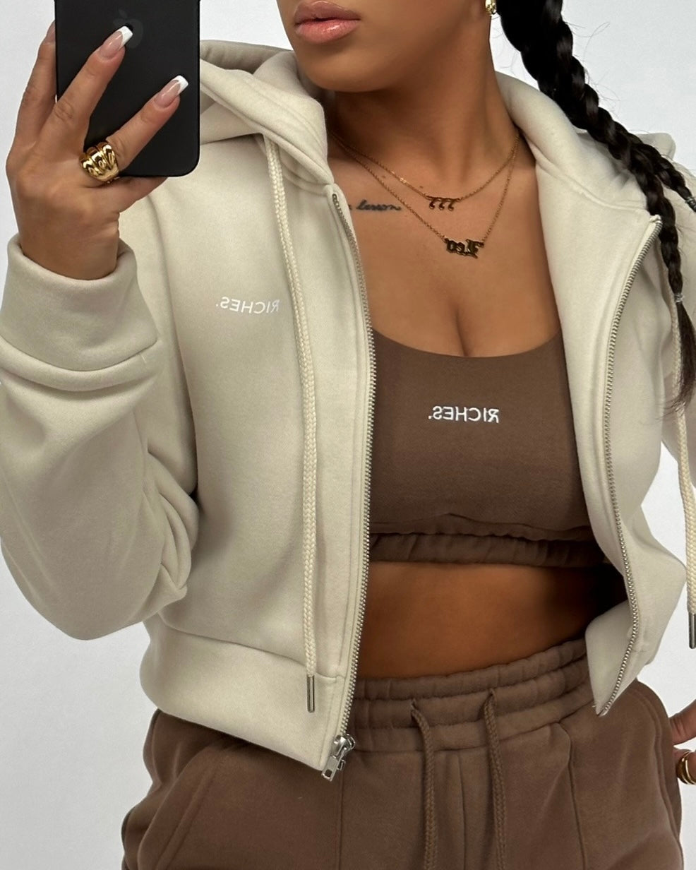 BONE CROP ZIP HOODIE