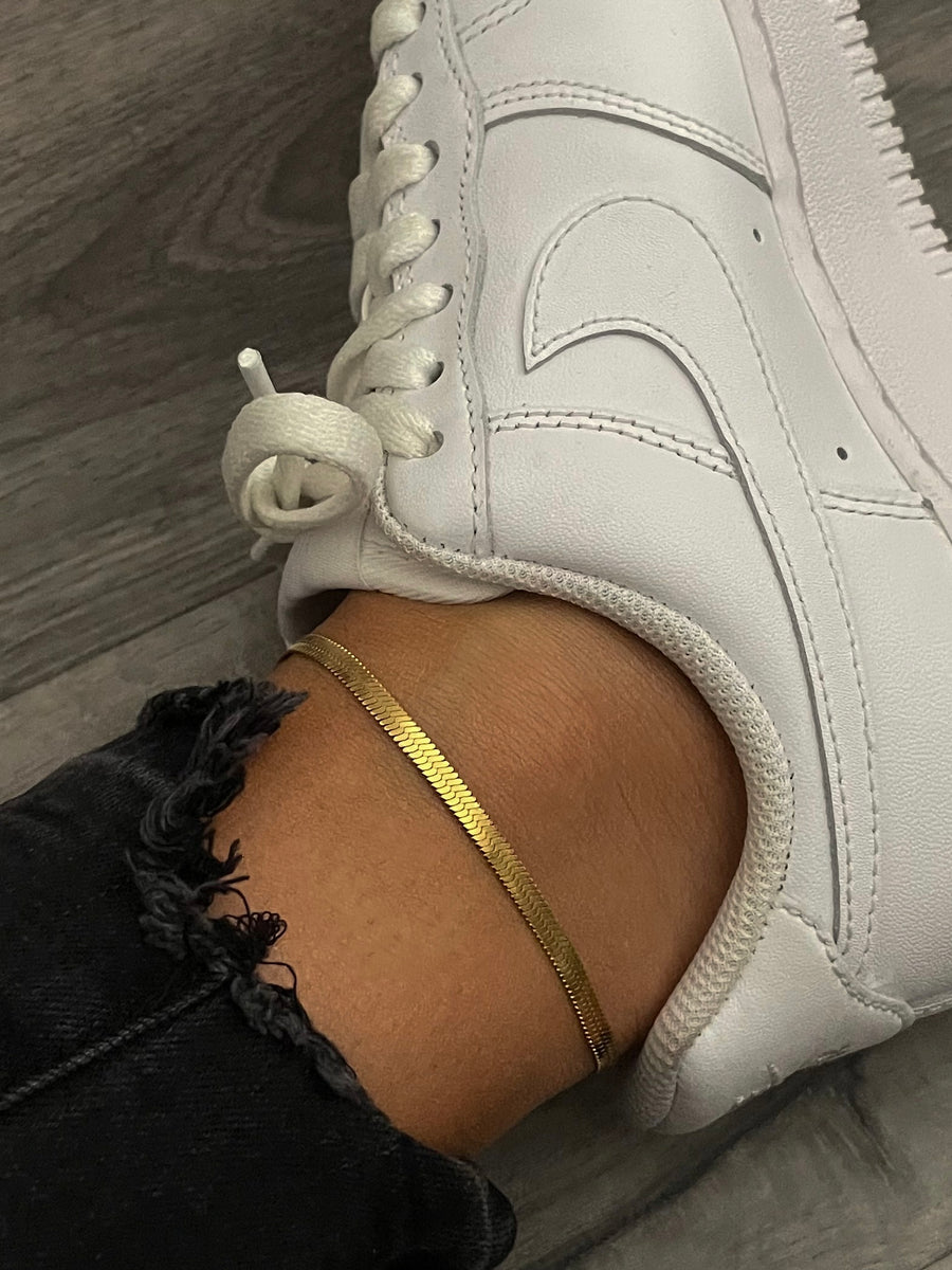HERRINGBONE ANKLET - GOLD